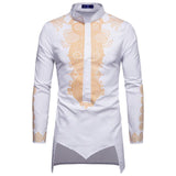 Spring Autumn Men Casual Shirt Middle East Area Totem Printed African Style Printed Long Sleeve Pattern Formal Men Dress Shirts