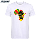 Africa Black Power Africa Map Fist African Print T-Shirt Men 2019 Summer O-Neck Short Sleeve Cotton Camisetas Tee Shirt Tops