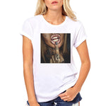 FIXSYS Women T Shirt Print Tee Shirt O-Neck Tops Tees Summer Style Female T-Shirt Fashion Ladies Funny T-shirts White Tees