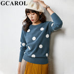 GCAROL New Women Polka Dot Sweater 30% Wool Oversized Jumper Casual Streetwear Fall Winter Cute Knitted Pullover M-2XL