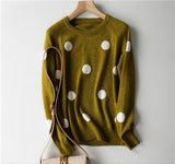 GCAROL New Women Polka Dot Sweater 30% Wool Oversized Jumper Casual Streetwear Fall Winter Cute Knitted Pullover M-2XL