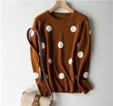 GCAROL New Women Polka Dot Sweater 30% Wool Oversized Jumper Casual Streetwear Fall Winter Cute Knitted Pullover M-2XL