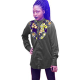 African Print  Women Shirts Long Sleeve Tops Ladies Dashiki Clothes African Print Stand Collar Shirts African Clothes Customized