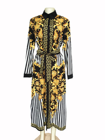 Africa hot selling digital printing striped dress long shirt dresses for women african