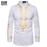 Men's Casual Fashion Print Shirt Print Totem Long Shirt African Wind Shirt, US  SIZE  S-2XL