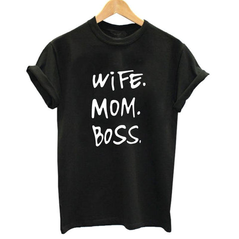 Wife mom boss print t shirt women casual cool summer t-shirt women short sleeve Tshirt